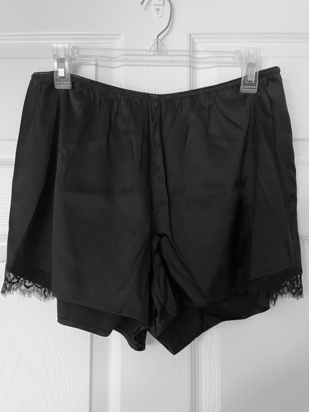 Brooks Brothers Satin Lace Trim Tap Shorts Black Sleepwear French Knickers